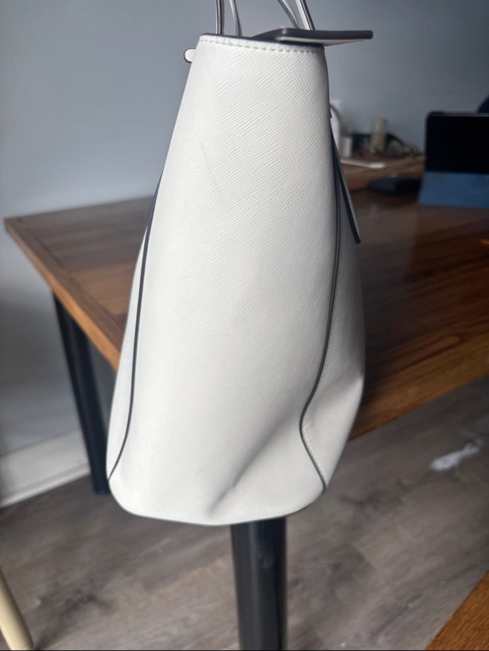 kate spade White Leather Tote with Luggage Tag - Picture 7 of 14